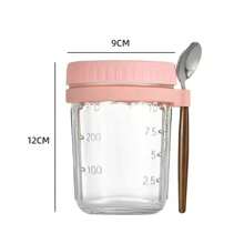 2 słoiki na owsiankę nocną, pojemnik na owsiankę nocną z pokrywką i łyżką, 16 uncji płatków zbożowych, mleka, warzyw i sałatek owocowych, pojemnik do przechowywania z oznaczeniami pomiaru - Wielokolorowe - Zobacz 19