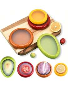 1-4pcs Silicone Fruit Storage Box, Reusable Fruit And Vegetable Storage Containers, Fridge Keep Fresh Stretch Storage Pod With Lid For Lemons Garlic Tomato Peper Potatoes - Multicolor - View 5