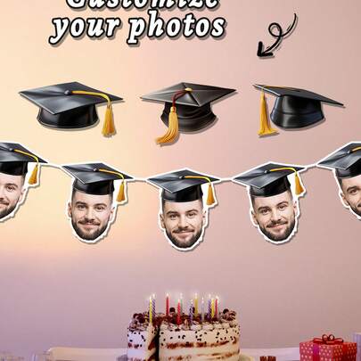 1pc Customized Facial Banner - Personalized Photo Party Decoration, Graduation Party Facial Banner, Fun Decoration String Flag, Customized Photo Hanging Flag, Diy Birthday Celebration Decoration, Funny Personalized Party Supplies, Suitable For Graduation Ceremonies, Birthdays, Weddings, Anniversaries, Holiday Celebrations, Unique Photo Customized Party Banners, Creative Personalized Gifts,Multi-Functional,Durable,Ornamental,Reusable,Exquisite,Stylish,High-Quality,Colorful,Modern,Custom,Personalized,Unique,Ideal Gifts For Him,Ideal Gifts For Her,Boyfriend,Dad,Girlfriend,Mom,Family,Friends,Tea Room,Home,Garden,Office,For Anniversaries,For Valentine's Day,For Mother's Day,For Birthdays,For Father's Day,For Graduation,For Weddings,For Housewarming,Customized Banners & Pennants