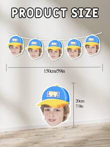 1pc Customized Photo Facial Birthday Banner - Personalized Customize Age Banner, Fun Party Decoration, Customized Photo String Banner, Diy Funny Banner, Customized Birthday Party Background, Fun Facial Decoration Banner - Multicolor - View 3