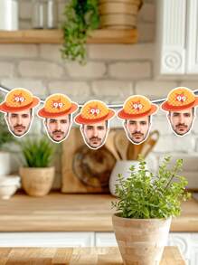 1pc Customized Photo Facial Birthday Banner - Personalized Customize Age Banner, Fun Party Decoration, Customized Photo String Banner, Diy Funny Banner, Customized Birthday Party Background, Fun Facial Decoration Banner - Multicolor - View 5