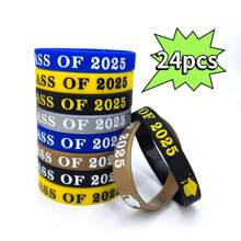 24 piezas Clase de 2025 Pulsera de silicona de la temporada de graduación, pulsera de graduación de silicona, adecuado para regalos de recuerdos de fiestas de graduación - Multicolor - Ver 11