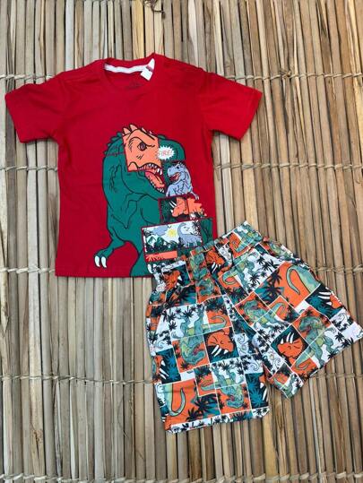 CONJUNTO INFATIL MENINOS LANÇAMENTO/VERAO/LANÇAMENTO/MODA KIDS/PASSEIO/ESTAMPA DINOSSAURO