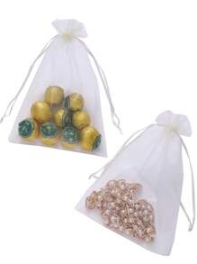10/50/100pcs Ivory Gift Bags, Ivory Organza Candy Bags For Tableware, Various Holiday Party Packaging Supplies, Holiday Home Supplies, Holiday Wedding Party Gift Packaging Supplies