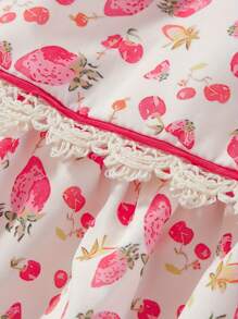 Mother Daughter Matching Dresses Summer Floral Short Sleeves A-Line Dress Mom And Me Family Matching Outfits - Pink - View 9