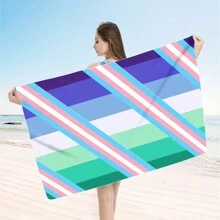 1 pieza Toalla de playa extra grande, extra grande, súper absorbente, manta de playa de fibra suave, artículo esencial de verano, a prueba de viento, a prueba de sol, playa, fiesta, viaje seco, camping, accesorio de playa, regalo de vacaciones