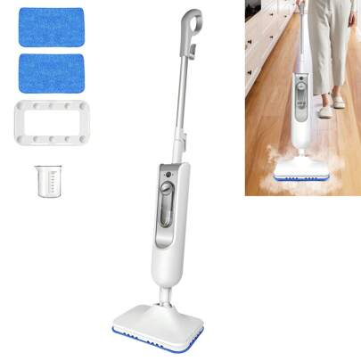 Lucn Scopa a vapore multifunzione elettrica per pavimenti a vapore da 1500 W, con serbatoio dell'acqua da 400 ml, due panni riutilizzabili, passante per tappeti e cavo di alimentazione da 4,8 m, design integrato, lunga durata, riscaldamento rapido in 20 secondi, volume di vapore a 2 velocità regolabile, volume massimo di vapore 28 g /min, 1500 W 220-240 V 50/60Hz, lavapavimenti a vapore lavapavimenti a 100°C lavapavimenti manuale per una pulizia profonda dei pavimenti Lavapavimenti elettrico con serbatoio dell'acqua, perfetto per la pulizia di più pavimenti e moquette