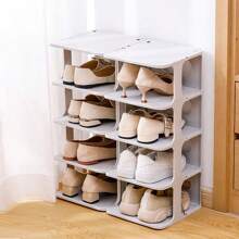 NetHong 4-7 Tier Vertical Shoe Rack Tall Narrow Shelf Storage Organizer Slim Shoe Tower - White - View 5