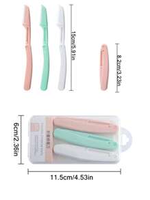 3pcs Folding Eyebrow Razor Face Razor For Women And Men, Eyebrow Hair Trimmer And Shaver Eyebrow Scissors With Comb, Safe And Newbie Friendly,Facial Hair Removal For Women Sensitive Skin