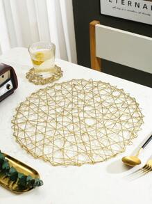 Set de 6 individuales tejidos a mano de forma redonda hueca, de estilo minimalista moderno, lavables, fáciles de limpiar, antideslizantes, resistentes al calor, adecuados para la decoración de la habitación, la mesa de comedor, el hogar, ideales para fiestas, cumpleaños, bodas y cenas