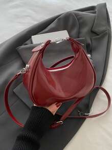 New Spring/Summer Fashion Crescent Handbag, Classic Solid Color PU Material Zipper Closure Tote Bag, Suitable For Attending Banquets, Gatherings, Queuing Festivals And Other Occasions, A Must-Have Stylish Bag - Multicolor - View 13