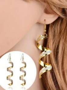 1 对时尚几何螺旋设计长哑光耳环，简约而百搭