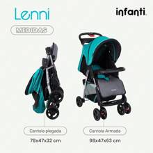 INFANTI | Carriola para Bebe LENNI Turquesa | Carreola con Portabebé - Carriola de Viaje - Carrito para Bebe | Travel System - Cosas para Bebes hasta 15kg | Charola Desmontable y Plegable - Portavasos - 1 - Ver 6