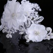 1 件装白色花朵发带头冠手工公主水晶头带女士新娘婚礼发饰珠宝礼物 - 白色 - 查看 2