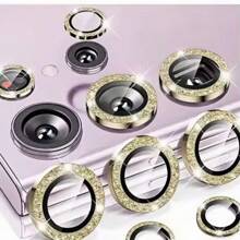 Complete Gold Glitter Lens Ring + Tempered Glass Lens Protector Compatible With Samsung Galaxy S25 Ultra, S25 Plus, S25 Camera Lens Cover - Gold - View 4
