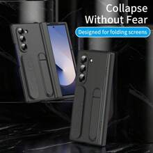 Funda para teléfono Galaxy ZFold3 ZFold4 ZFold5 ZFold6, con protección de Body completo contra caídas, protección de bisagra, funda y protector de pantalla, correa de muñeca retráctil, soporte invisible, cubierta protectora de teléfono con textura mate