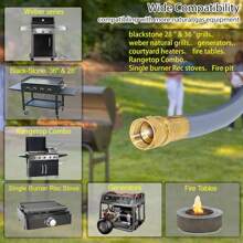 5369 Propane To Natural Gas Conversion Kit, 12FT 3/8" ID Natural Gas Hose With Quick Connect, For Weber, Char-Broil, Blackstone, Pizza Oven, Fire Pit, Generator, Patio Heater And More NG Appliance