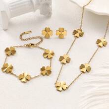 1 Set Fashionable Floral Design Necklace, Bracelet & Earrings Jewelry Set, Suitable For Women's Party, Daily Wear