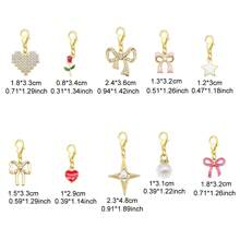 2-10PCS Clip On Charms Heart Rhinestone Bow Rose Pearl Pendant For Jewelry Necklace Bracelet Making DIY Shoe Lace Decoration
