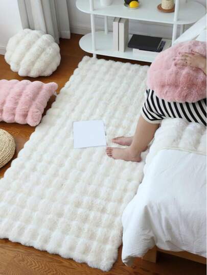 1pc Solid Fuzzy Anti Slip Vloerkleed ,Room view 8