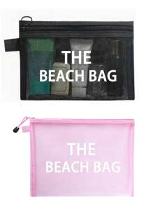 Maestra Beach-Themed Mesh Cosmetic Bag, Holds Lipstick & Makeup Sponge, Portable Transparent Makeup Pouch, Toiletry Bag, Travel Organizer - Multicolor - View 18