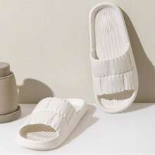 Letnie kapcie z materiału EVA, damskie antypoślizgowe klapki do domu/łazienki, miękkie podeszwy dla par - Biały - Zobacz 3