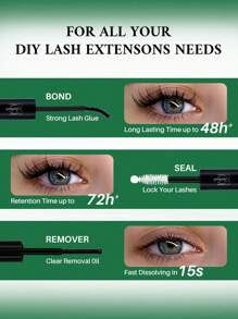 Kit de herramientas DIY para pestañas LASHSUN de 5 unidades - ¡Para todas tus necesidades de pestañas en racimo DIY! Incluye rizador de pestañas, pinzas, BOND&SEAL, removedor de pestañas y cepillo para pestañas. Compacto y portátil, perfecto para la vida diaria, citas, fiestas y viajes