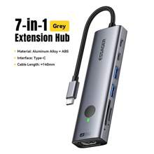 ESSAGER 7 In 1 Type C Hub 100W 4K HDM Screen Mirror Card Reader USB 3.0 Compatible With Ios Adapter