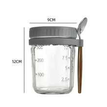 2 słoiki na owsiankę nocną, pojemnik na owsiankę nocną z pokrywką i łyżką, 16 uncji płatków zbożowych, mleka, warzyw i sałatek owocowych, pojemnik do przechowywania z oznaczeniami pomiaru - Wielokolorowe - Zobacz 18