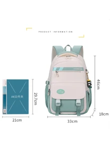 Large Capacity Waterproof Female Student School Backpack Back To School - 鮭魚 - 查看 4