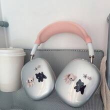 Transparent Protective Case For AirPods Max, Black & White Kitten Design - Clear - View 3