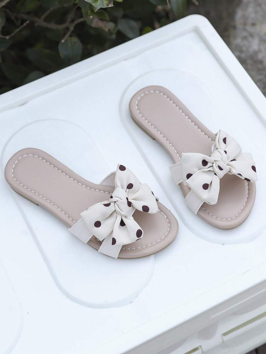 2025 Summer New Girls' Slippers Comfortable Bow Flat Slip-On Beach Shoes Slouchy Soft Soled Slippers