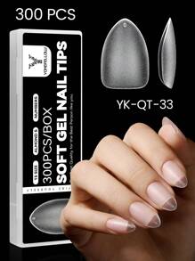 300PCS YOKEFELLOW False Nail Tips Almond/Coffin/Square/Oval, 15 Sizes Ultra-Thin Frosted Full Cover Press On Nails, Seamless Fit & Natural False Nails Women For Fast & Portable Nail Art DIY Press On Acrylic Nail At Home And For A Gift - Clear - View 13