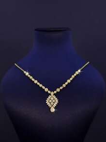 4 件 18K 镀金奢华中东风格皇家新娘婚礼珠宝套装，手工制作，采用绿色蛋形宝石，包括项链、手链、耳环、戒指，适合结婚周年纪念礼物、宰牲节佩戴 - 金色 - 查看 4