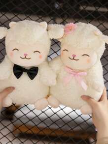 带郁金香的羔羊毛绒玩具，坐着可爱的绵羊填充动物带蝴蝶结可爱的绵羊超柔软婚礼装饰玩具浪漫母亲节礼物，适合男孩女孩儿童礼物 - 彩色 - 查看 9