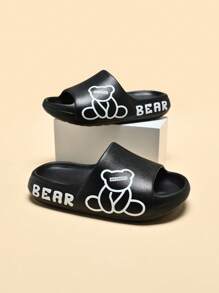 Pantuflas de espuma para niños, antideslizantes, suela suave, diseño de dibujos animados lindos, suela gruesa, tallas medianas/grandes, unisex, para uso en interiores, casuales, de secado rápido