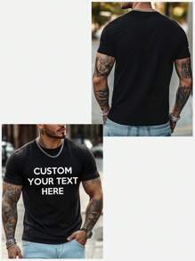 Customized Text/Name/Fun Message/Birthday Wishes Men's T-Shirt, Black Short Sleeve Tee, Gift For Him, Party, Casual Menswear, Summer