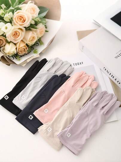 Women's UV Protection Sun Blocking Gloves, Ice Silk Material - Cooling Touch, Ultra-Thin, Lightweight, Breathable, Ideal For Summer Outdoor Cycling, Affordable And Great Gift Choice