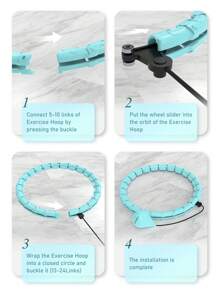 JKSHMYT Smart Weighted Circle For Adults Weight Loss, Fitness Hoop, Fit Hoop Plus Size 47 Inch Waist, 24 Detachable Links, Suitable For Women And Beginners - Cadet Blue - View 5