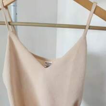 Women's Tank Top With Adjustable Straps Basic Crepe V1 Collar Strapless Tank Top Various Colors D-32 - Beige - View 2