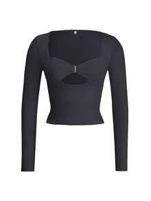 Vaiaye Women's Summer Knit Square-Neck Diamond-Cutout Sexy Cinched-Waist Christmas Slim Top