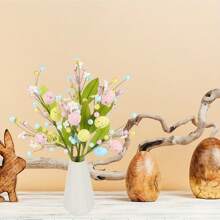 1/2 Pcs Easter Artificial Flowers Easter Eggs Berries Stem Picks Branches Colorful Easter Party Floral Arrangement Crafts Decorations For Spring Easter Birthday Wedding Party Home Vase Decor Gifts Graduation - Multicolor - View 6