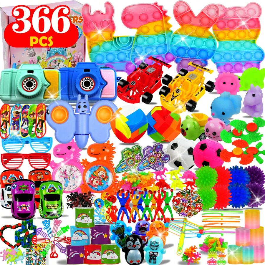 366pcs Party Favors, Christmas Fidget Toys Set, Box Toys For Classroom Carnival Prize Rewards, Goodie Bag Stuffers Birthday Gifts Fidget Toy Bulk For Boys And Girls - 彩色 - 查看 1