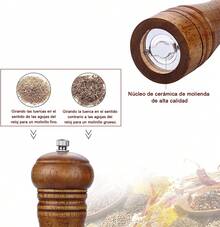 ANTSAY Pepper Grinder, Pepper Mill, Refillable Pepper Grinder, Solid With Strong Adjustable Ceramic Grinders, 10 Inch - Brown - View 5