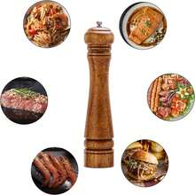 ANTSAY Pepper Grinder, Pepper Mill, Refillable Pepper Grinder, Solid With Strong Adjustable Ceramic Grinders, 10 Inch - Brown - View 9