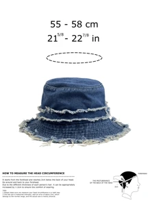 1pc Unisex Washed Frayed Edge Bucket Hat, Suitable For Everyday Wear - Bucket Hat - View 6