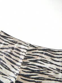Shorts For Women Y2K Sequin Mini Shorts Zebra Print Low Waist Glitter Hot Shorts Summer Sparkly Going Out Micro Short Clubwear - Khaki - View 6