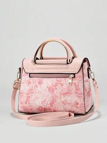 Bolso de mano pequeño de unicolor para mujer, bolso bandolera de asa superior, bolso de hombro pequeño de moda con decoración de hebilla - Rosa - Ver 8