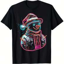 Snowman Christmas Motif X-Mas Art Family Snowman T-Shirt A