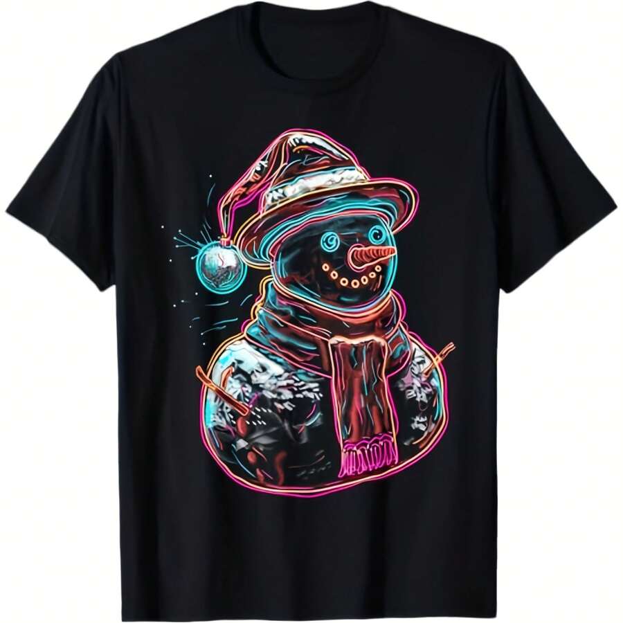 Snowman Christmas Motif X-Mas Art Family Snowman T-Shirt A